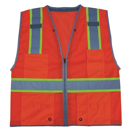 3XL Class 2 High Visibility Vest, Orange MPN:11K786