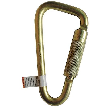 Carabiner, Auto-Lock, Offset-D, 6 3/4 in Length, 1-3/16'' Gate Opening, Zinc-Plated Alloy Steel MPN:16V857