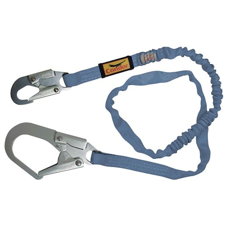 Shock Absorbing Lanyard, 6 ft. Length, Snap Hook, Steel, 1 Leg(s), 310 lb. Weight Capacity MPN:19F383