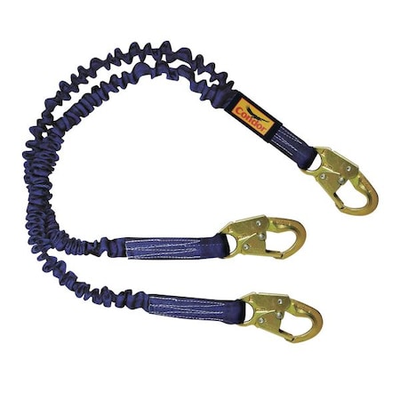 Shock Absorbing Lanyard, 4-1/2 to 6 ft. Length, Snap Hook, Steel, 2 Leg(s), 310 lb. Weight Capacity MPN:19F386