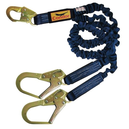Shock Absorbing Lanyard, 4-1/2 to 6 ft. Length, Snap Hook, Steel, 2 Leg(s), 310 lb. Weight Capacity MPN:19F387