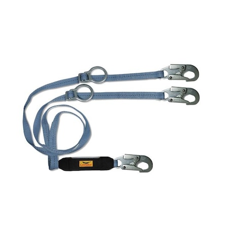 Shock Absorbing Lanyard, 6 ft. Length, Snap Hook, Steel, 2 Leg(s), 310 lb. Weight Capacity MPN:19F389