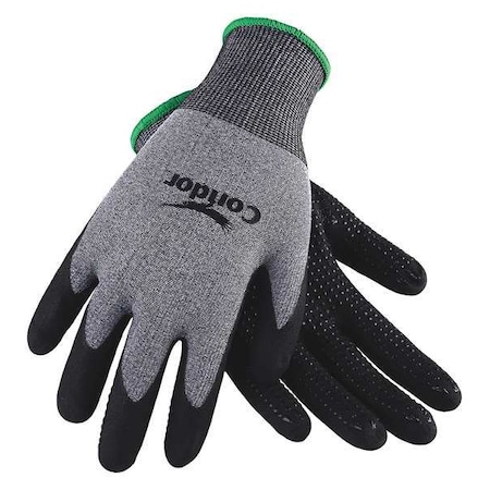 Coated Gloves, Nitrile, Foam Coating with Dots on Palm, Palm, 4 Abrasion Level, Gray/Black, L 1 PR MPN:19K987