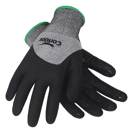 Coated Gloves, Nitrile, Foam Coating with Dots on Palm, 3/4 Double Dipped, 4 Abrasion Level, XS (6) MPN:19K989