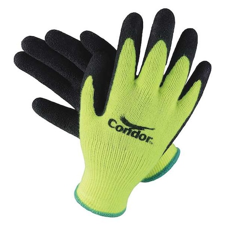 Hi-Vis Coated Gloves, Latex, Crinkled, Palm, 3 Abrasion Level, Yellow, S (7) 1 PR MPN:19L444