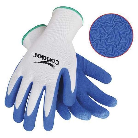 Coated Gloves, Latex, Crinkled, Palm, 3 Abrasion Level, White, S (7) 1 PR MPN:19L447