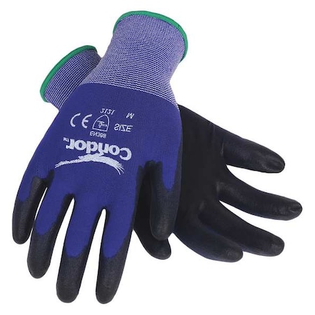 Coated Gloves, Polyurethane, Smooth, Palm, 3 Abrasion Level, Blue, L (9) 1 PR MPN:19L480