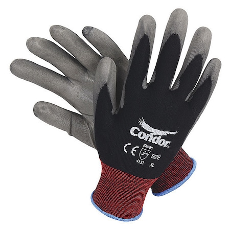 Coated Gloves, Polyurethane, Smooth, Palm, 3 Abrasion Level, Black, 2XL (11) 1 PR MPN:19L493
