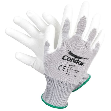 Coated Gloves, Polyurethane, Smooth, Palm, 3 Abrasion Level, White, 2XL (11) 1 PR MPN:19L498