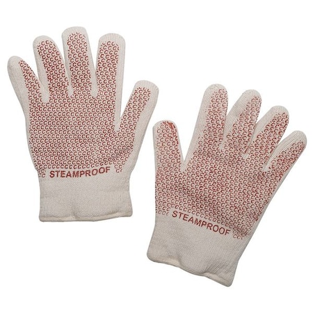 Condor Steam Resistant Gloves, Cotton/Acrylic, 482 Degrees F Max Temp., Knit Cuff White/Rust, 1 PR MPN:1AHE9