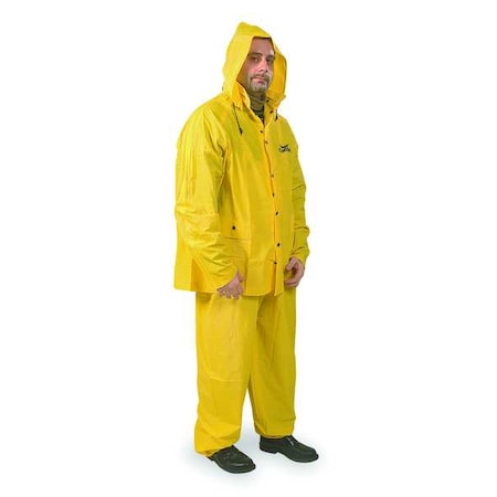 3-Piece Rainsuit with Detachable Hood, PVC, 10 mil Thick, Snap-On (Included), Yellow, 4XL MPN:1FBB2