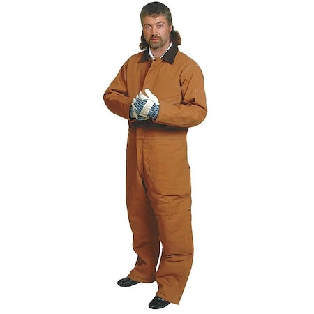 Coverall, Cotton, 12 oz Fabric Weight, 32 in Inseam, Brown, 3XL MPN:1FBC3