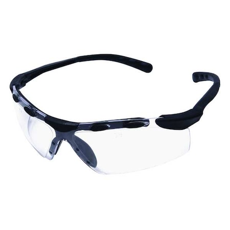 Safety Glasses, Enticer, Anti-Scratch, Padded Nose-Piece, Bayonet Temples, Black Frame, Clear Lens MPN:1FYY3