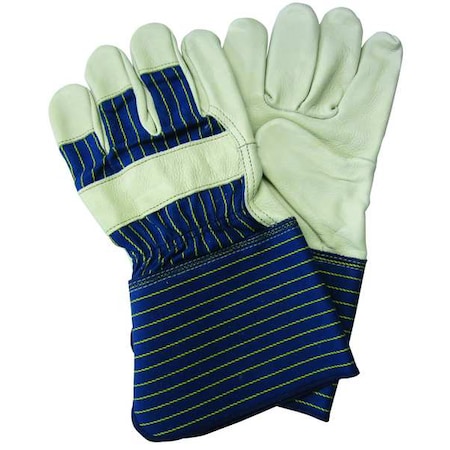 Leather Gloves, Cowhide, Gauntlet Cuff, Wing Thumb, Full Finger, Blue/Yellow, XL, 1 PR MPN:1GD12