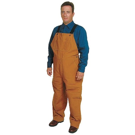Bib Overalls, Nylon, 30 in Inseam, Brown, XL MPN:1H179