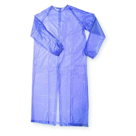 Disposable Apron, PVC, Welded, 8 mil, 58 in, Blue, XL MPN:1N856