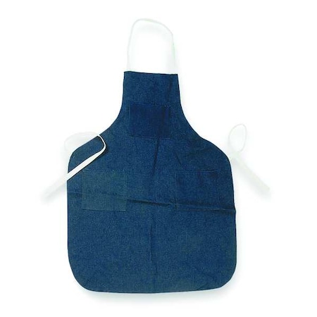 Shop Apron, Denim Material with Serged Seams, Fabric Weight 12 oz, 3 Pockets, 36 in Length, Blue MPN:1N874