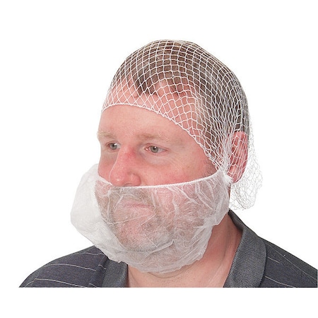 Beard Cover, Polypropylene, Latex-Free, Universal Fit, White, 100PK MPN:1TTV4