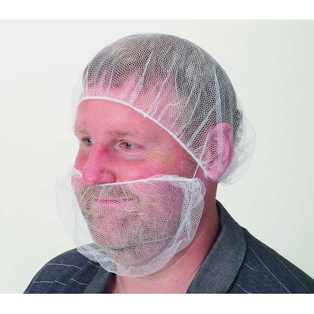 Beard Net Cover, Polyester, White, Size Universal, 100PK MPN:1TTV5