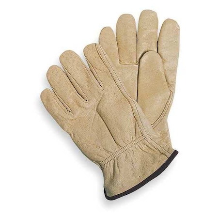 Leather Drivers Gloves, Pigskin, Shirred Slip-On, Keystone Thumb, Gunn Cut, Beige, L 1 PR MPN:1VT43