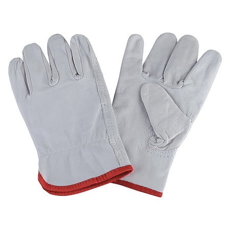 Leather Drivers Gloves, Goatskin, Gunn Cut, Full Finger, Shirred Slip-On Cuff, Gray, L, PR MPN:1VT47