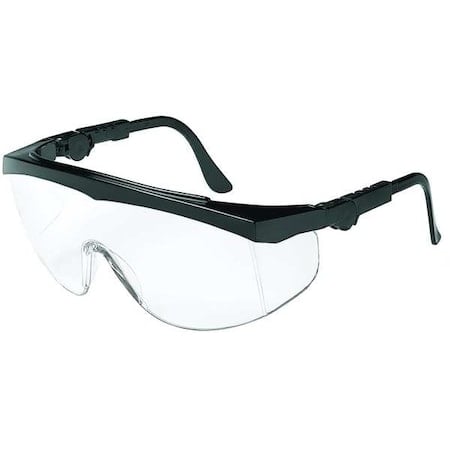 Safety Glasses, Spirit, Anti-Scratch, Adjustable Temples, Side Protection, Black Frame, Clear Lens MPN:1VW22