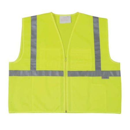 High Visibility Vest Polyester 1 Zipper XL Yellow/Green U MPN:1YAF4