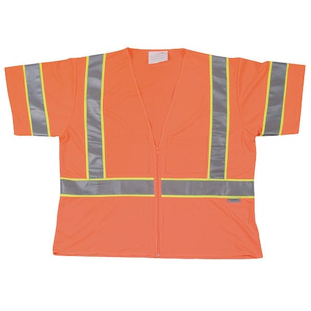 3XL Class 3 Cool Dry High Visibility Vest, Orange MPN:1YAU8