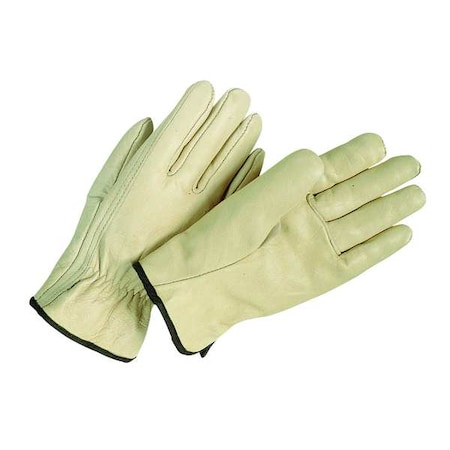 Leather Drivers Gloves, Cowhide, Shirred Slip-On, Straight Thumb, Gunn Cut, Beige, M 1 PR MPN:20GZ14