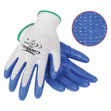 Coated Gloves, Nitrile, Sandy, Palm, 4 Abrasion Level, White, L (9) 1 PR MPN:20GZ57