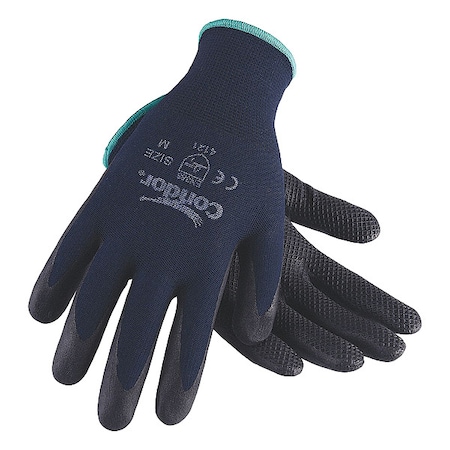 Coated Gloves, Nitrile, Fish Net Pattern on Palm, Palm, 3 Abrasion Level, Blue, L 1 PR MPN:20GZ67