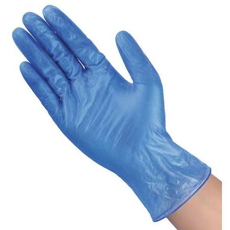 Disposable Gloves, 3 mil Palm, Vinyl, Powder-Free, 9 in Length, AQL 4, L (9), 100 PK, Blue MPN:21DL28