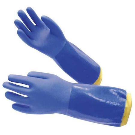 Chemical Resistant Gloves, PVC, 14 in L, Not Applicable, Blue, M, 1 PR MPN:22KA66