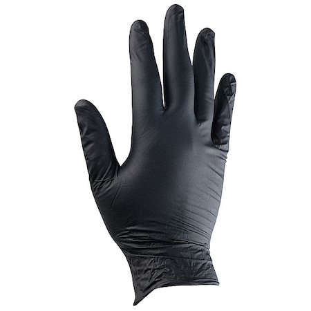 Disposable Gloves, 6.00 to 6.99 mil Palm, Nitrile, Powder-Free, M (8), 50 PK, Black MPN:22LD89