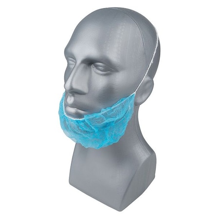 Beard Cover, Polypropylene, 16 in Dia., Blue, Universal, 1000 PK MPN:23KX02