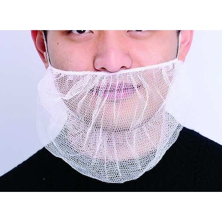Beard Cover, Polyester, 18 in Dia., White, Universal, 100 PK MPN:23KX05