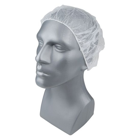 Bouffant Cap, Polypropylene, 18 in Dia., White, S, 1000 PK MPN:23KX06