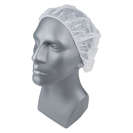 Bouffant Cap, Polypropylene, White, 21 in Dia., Size Medium, 1000PK MPN:23KX11