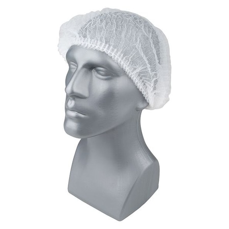 Bouffant Cap, Polypropylene, 24 in Dia., White, L, 100 PK MPN:23KX19