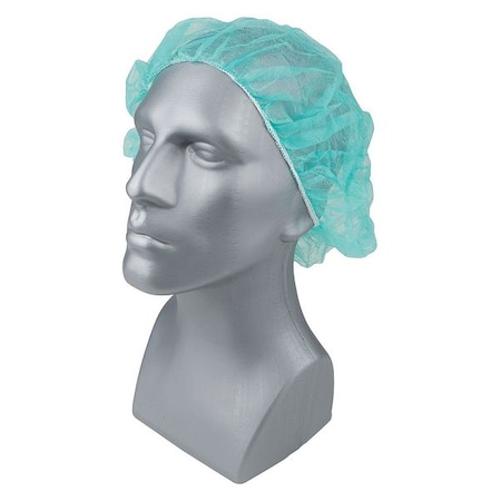 Bouffant Cap, Polypropylene, 24 in Dia., Green, L, 1000 PK MPN:23KX23