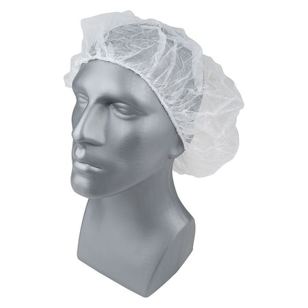Bouffant Cap, Polypropylene, 28 in Dia., White, XL, 1000 PK MPN:23KX27