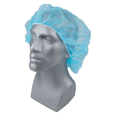 Bouffant Cap, Polypropylene, 28 in Dia., Blue, XL, 1000 PK MPN:23KX28
