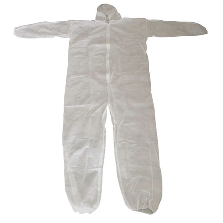 Hooded Disposable Coveralls, 4Xl, White, polypropylene, zipper MPN:26W772