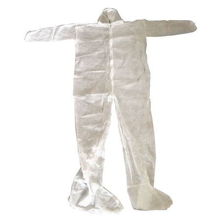 Hooded Disposable Coveralls, L, White, polypropylene, zipper MPN:26W774