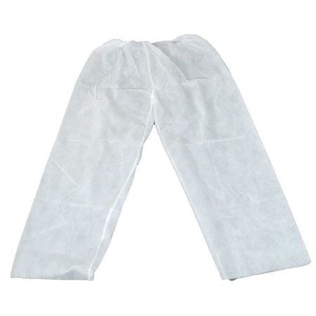 Disposable Pants, Polypropylene, 47 g/sq m, Serged, Open Ankle, Medium Duty, White, Size 2XL/3XL MPN:26W792