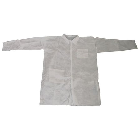 Condor Disposable Lab Coat, Polypropylene, Snaps Closure, White, 5XL, 25 PK MPN:26W802