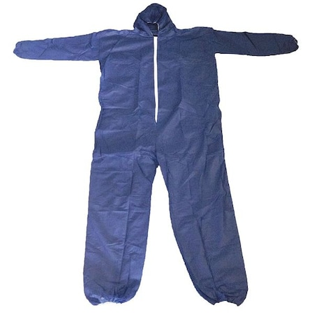 Hooded Disposable Coveralls, Xl, Blue, polypropylene, zipper MPN:26W825