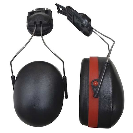 Condor Hard Hat Mounted Ear Muffs, 18 dB NRR, Passive, General Purpose, Black/Red MPN:26X629
