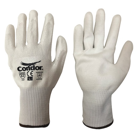 Cut-Resistant Coated Gloves, Cut Level A2, Dipped, Polyurethane, Smooth, L 1 PR MPN:29JV88