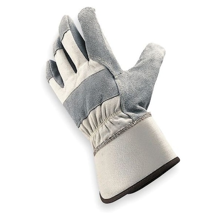 Leather Gloves, Cowhide, Safety Cuff, Wing Thumb, Full Finger, Gray, L, 1 PR MPN:2AP24
